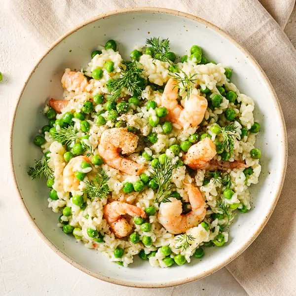 Risotto aux crevettes et petits pois