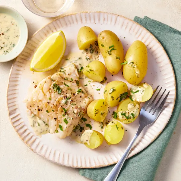 Cabillaud au persil, citron et pommes de terre