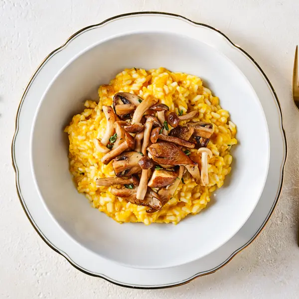 Risotto au potimarron et aux champignons