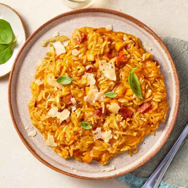 Orzotto aux poireaux, carottes & chorizo