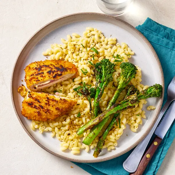 Cordon-bleu, coquillettes & brocolinis