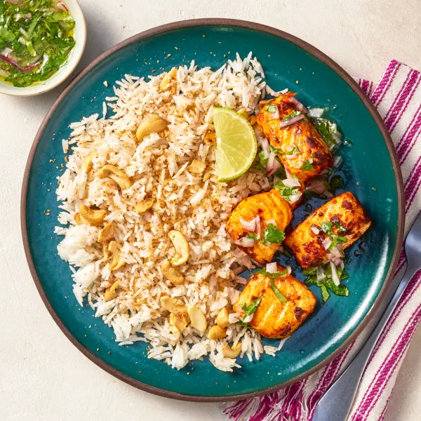 Riz coco, saumon & noix de cajou