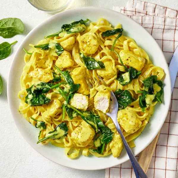 Tagliatelles crémeuses poulet curry