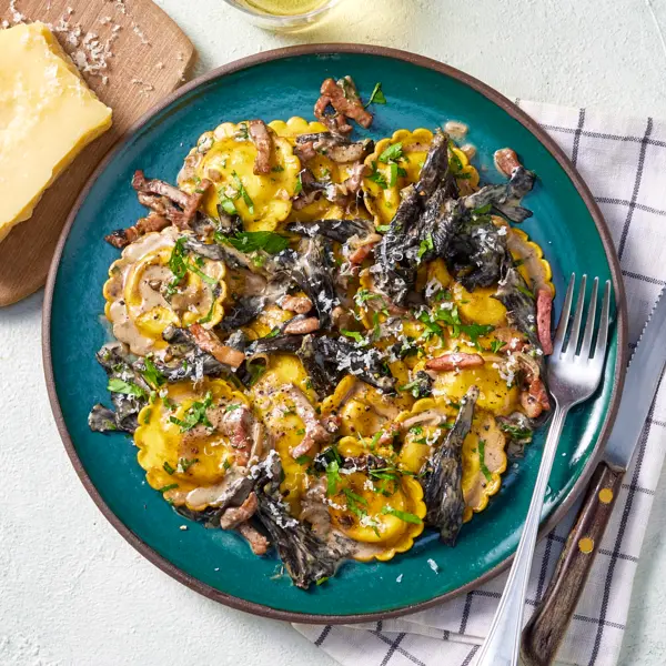 Raviolis au canard & trompettes de la mort