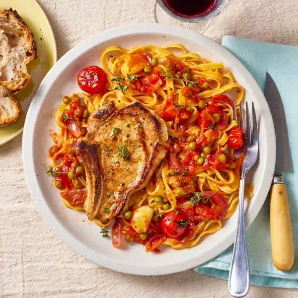 Côtes de veau mijotées aux petits-pois