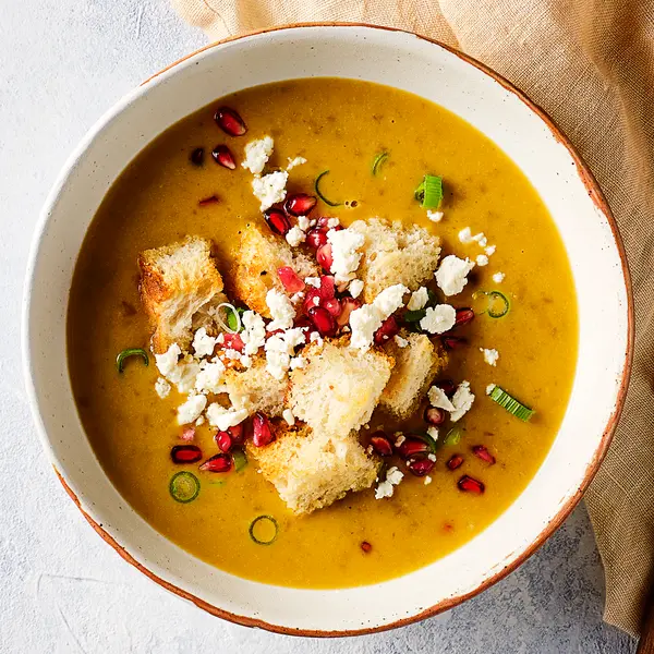 Soupe de potimarron au curry & lentilles