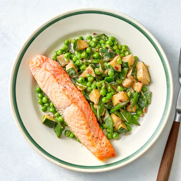 Saumon rôti & légumes verts au lait de coco