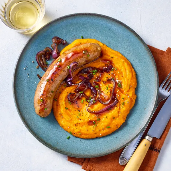 Saucisses au sirop d'érable & purée composée