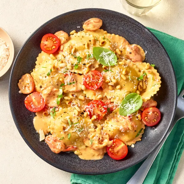 Raviolis crémeux aux tomates cerises