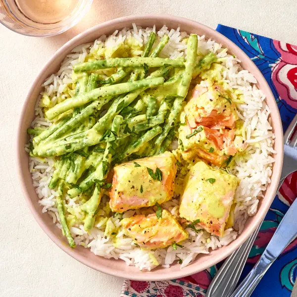 Curry saumon & haricots vert