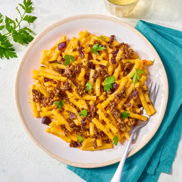 Macaroni au boeuf hâché sauce au cheddar