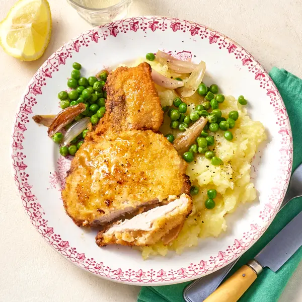 Côte de porc panée & purée