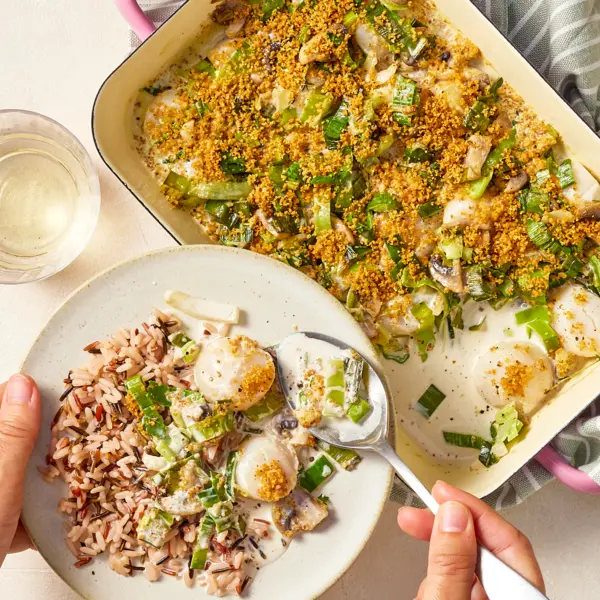 Saint-Jacques gratinées à la crème