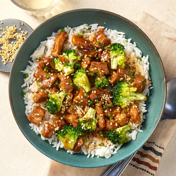 Porc caramélisé au brocoli