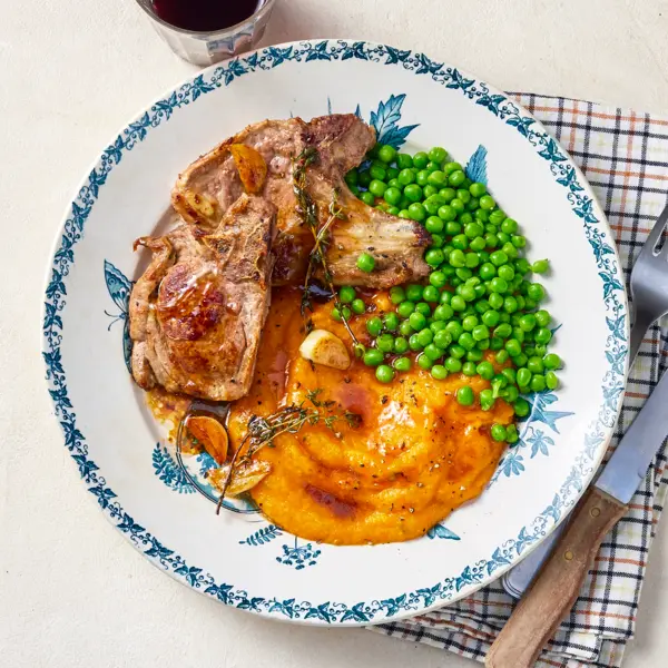 Agneau, purée composée & petits pois
