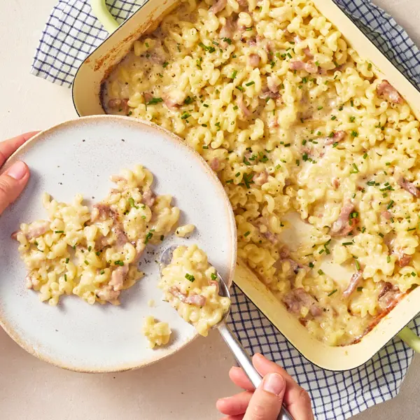 Coquillettes au reblochon & lardons