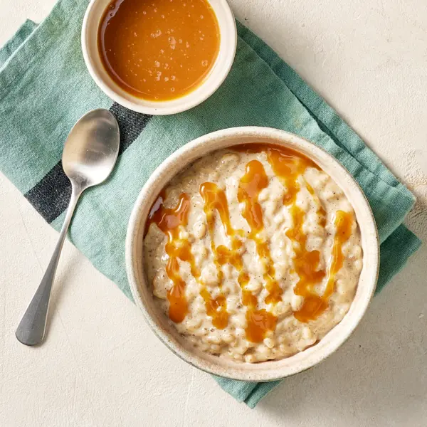 Riz au lait et caramel au beurre salé