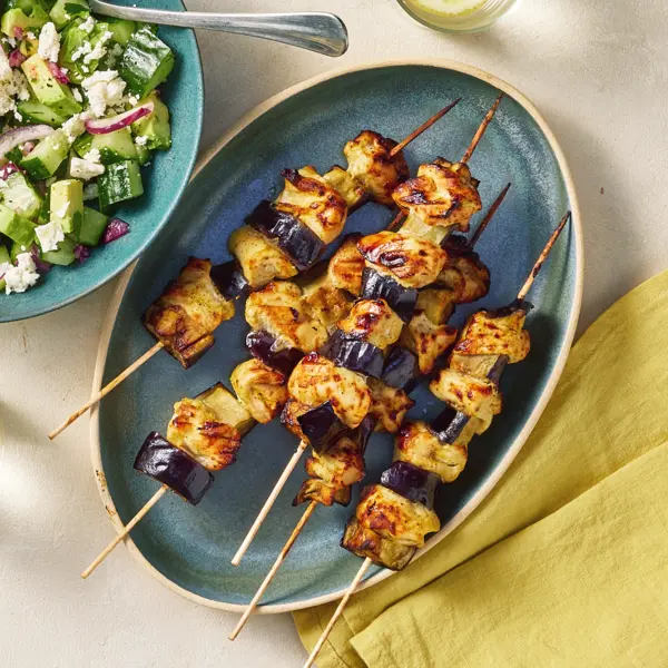 Brochettes poulet aubergine à l'Air Fryer