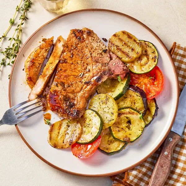 Côtes de porc & légumes d'été