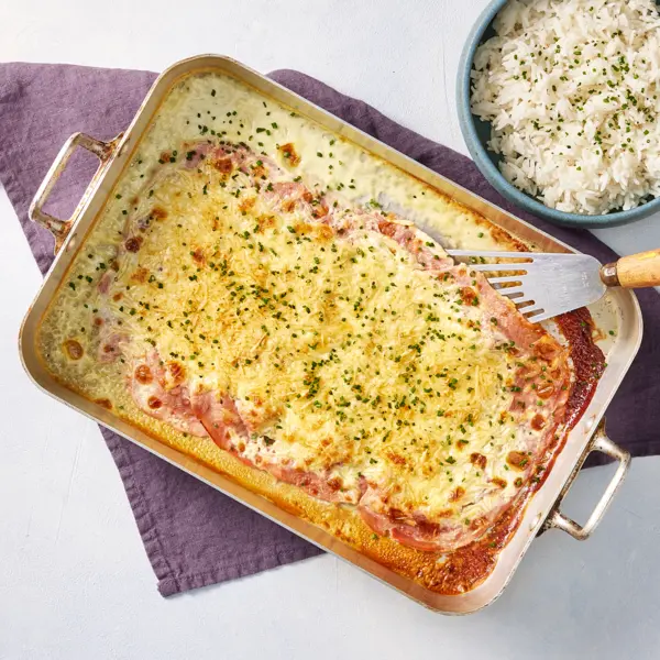 Jambon gratiné et riz