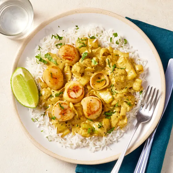 Curry de Saint-Jacques & poireaux