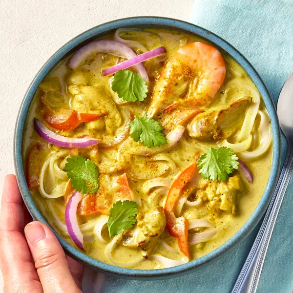 Soupe de nouilles au poulet & crevettes