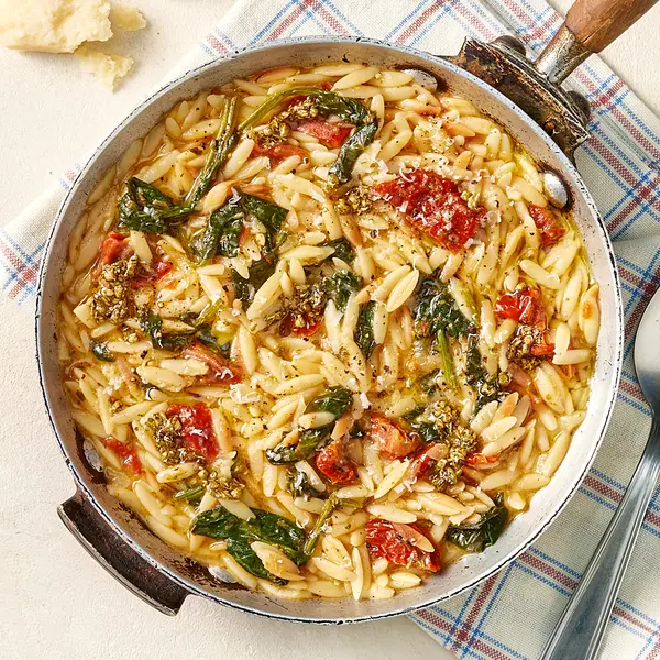 Orzotto de pesto & tomates confites