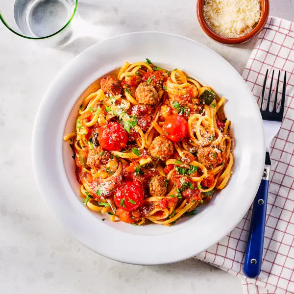 Linguine aux boulettes de viande