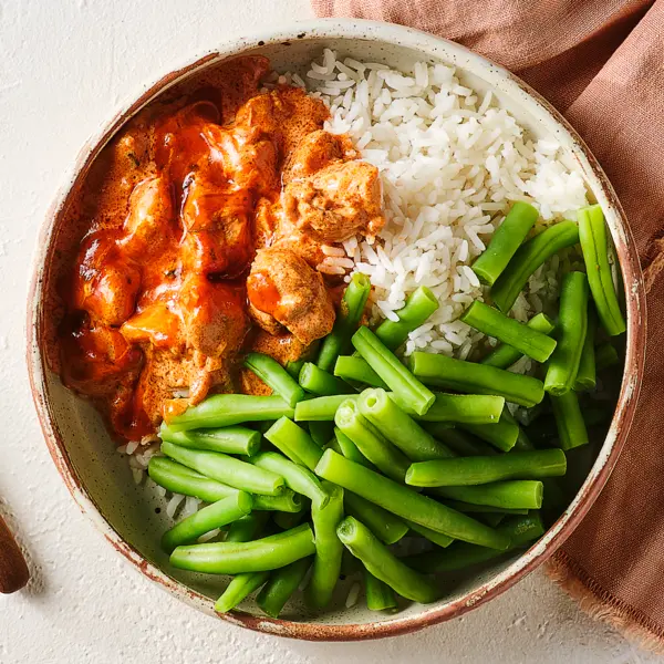 Poulet tandoori et haricots verts