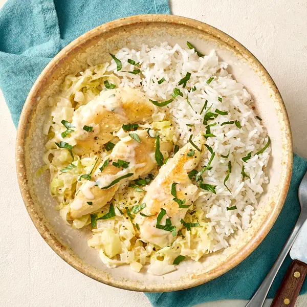 Poulet aux poireaux & riz