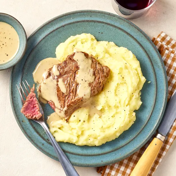 Steak sauce roquefort & purée