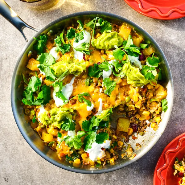 Wok tex-mex au bœuf haché & grenailles