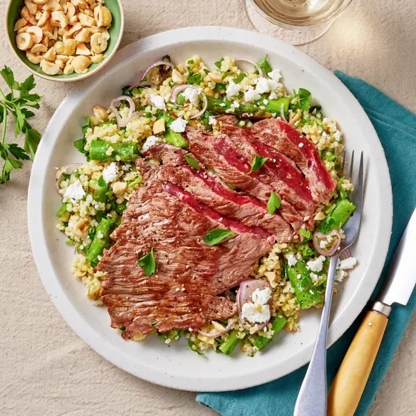 Bavette grillée & couscous vert