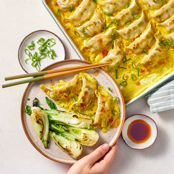 One-pot gyozas crème coco-curry