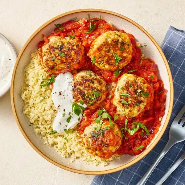 Kefta de poulet épicé & semoule