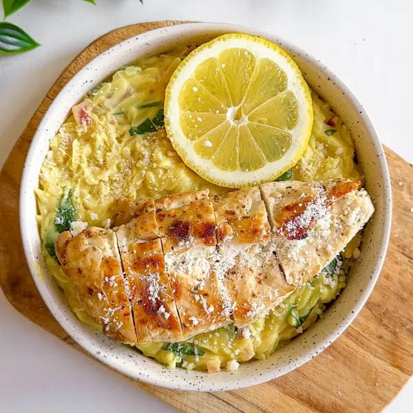 Orzo crémeux au poulet et citron