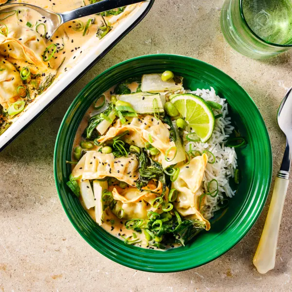 Gratin de gyoza et riz