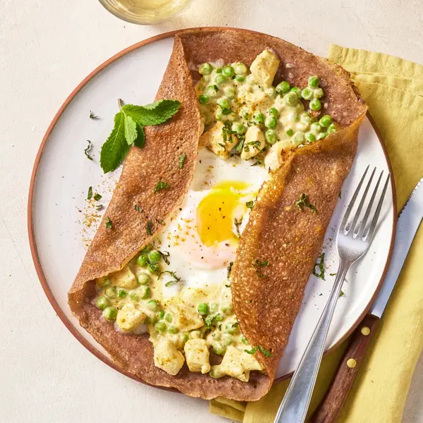 Galette poulet curry & petit pois