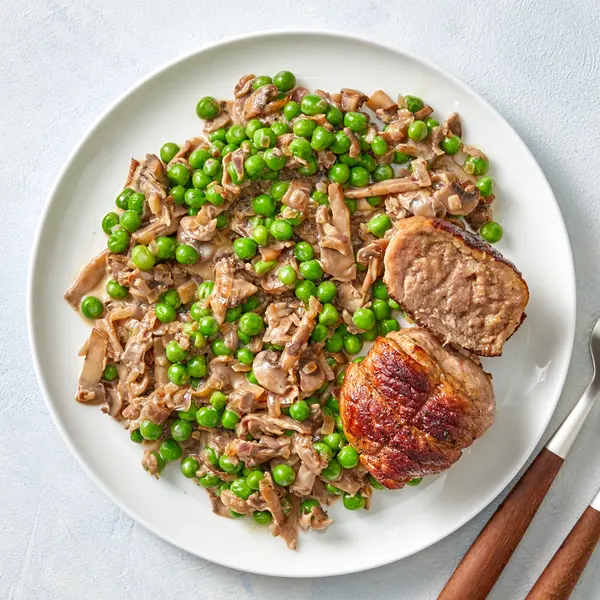 Paupiettes de veau et petits pois aux champignons