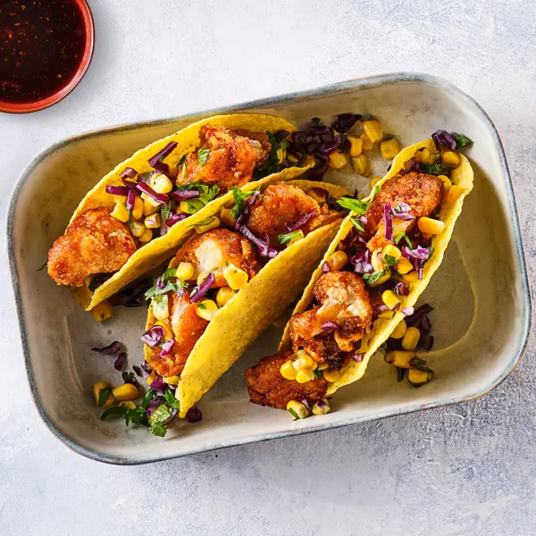 Tacos au chou-fleur croustillant et salsa de maïs