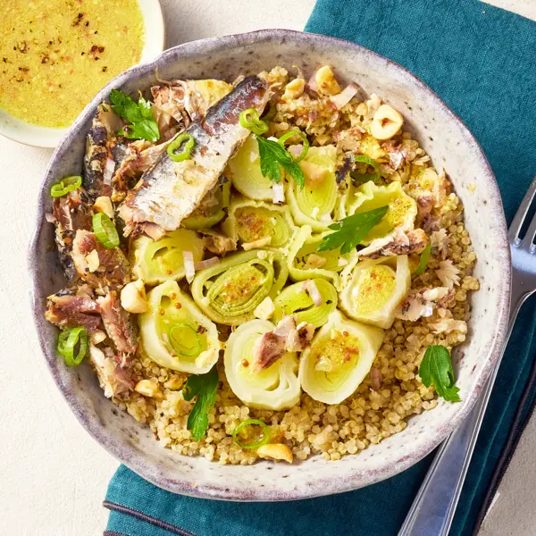 Bowl rustique poireaux & petites sardines