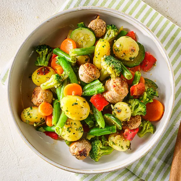 Sauté italien de saucisse au pesto