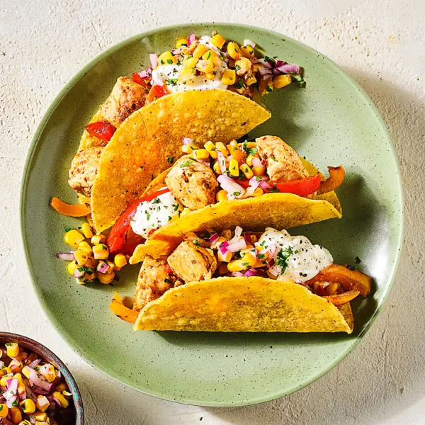 Tacos croustillants au poulet et salsa de maïs