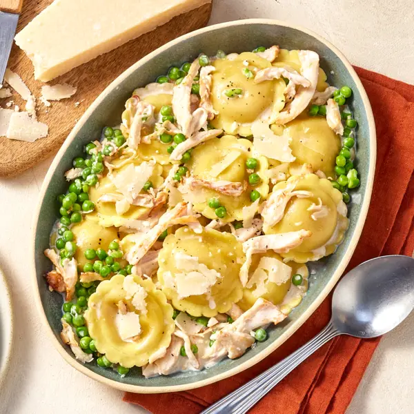 Raviolis au poulet & crème de parmesan