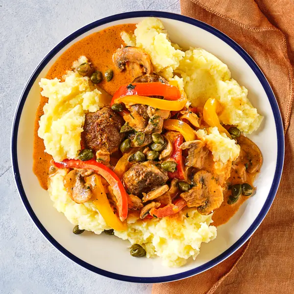 Boulettes de viande Stroganoff avec purée