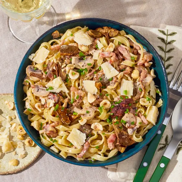 Tagliatelles aux cèpes & lardons