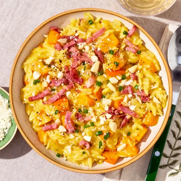 Orzotto, lardons & potimarron