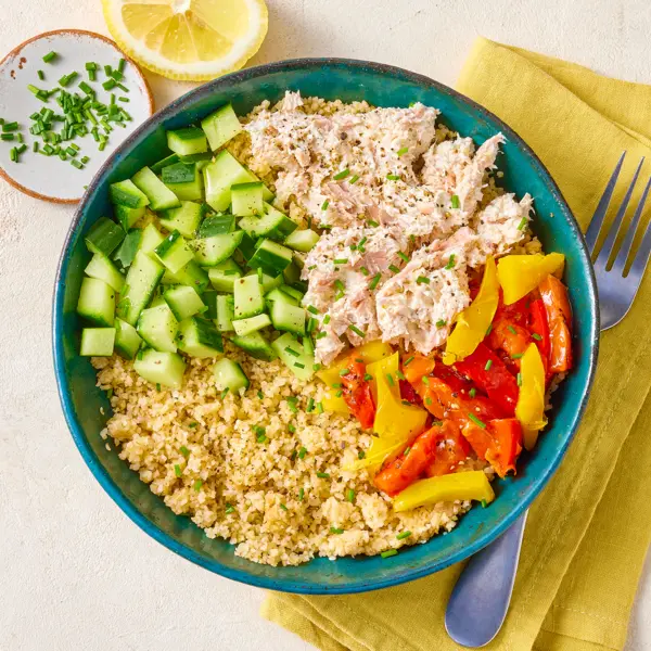 Bowl au tartinable de thon boulgour & crudités