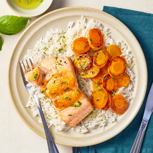 Saumon, carottes & sauce citron basilic