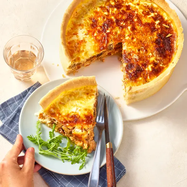 Quiche poulet, chorizo & aubergine